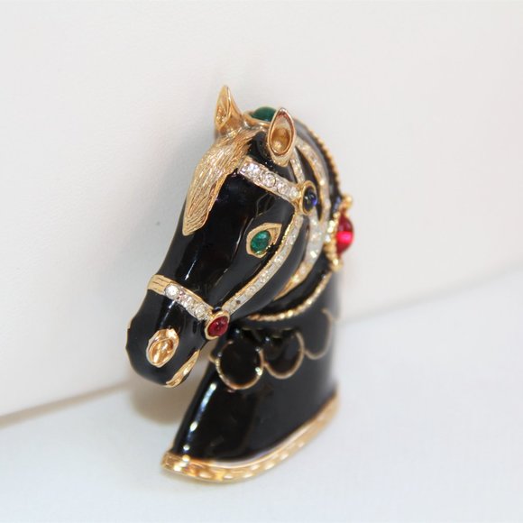 Vintage Gem-Craft Gemstone Horse Head Brooch - Picture 4 of 13
